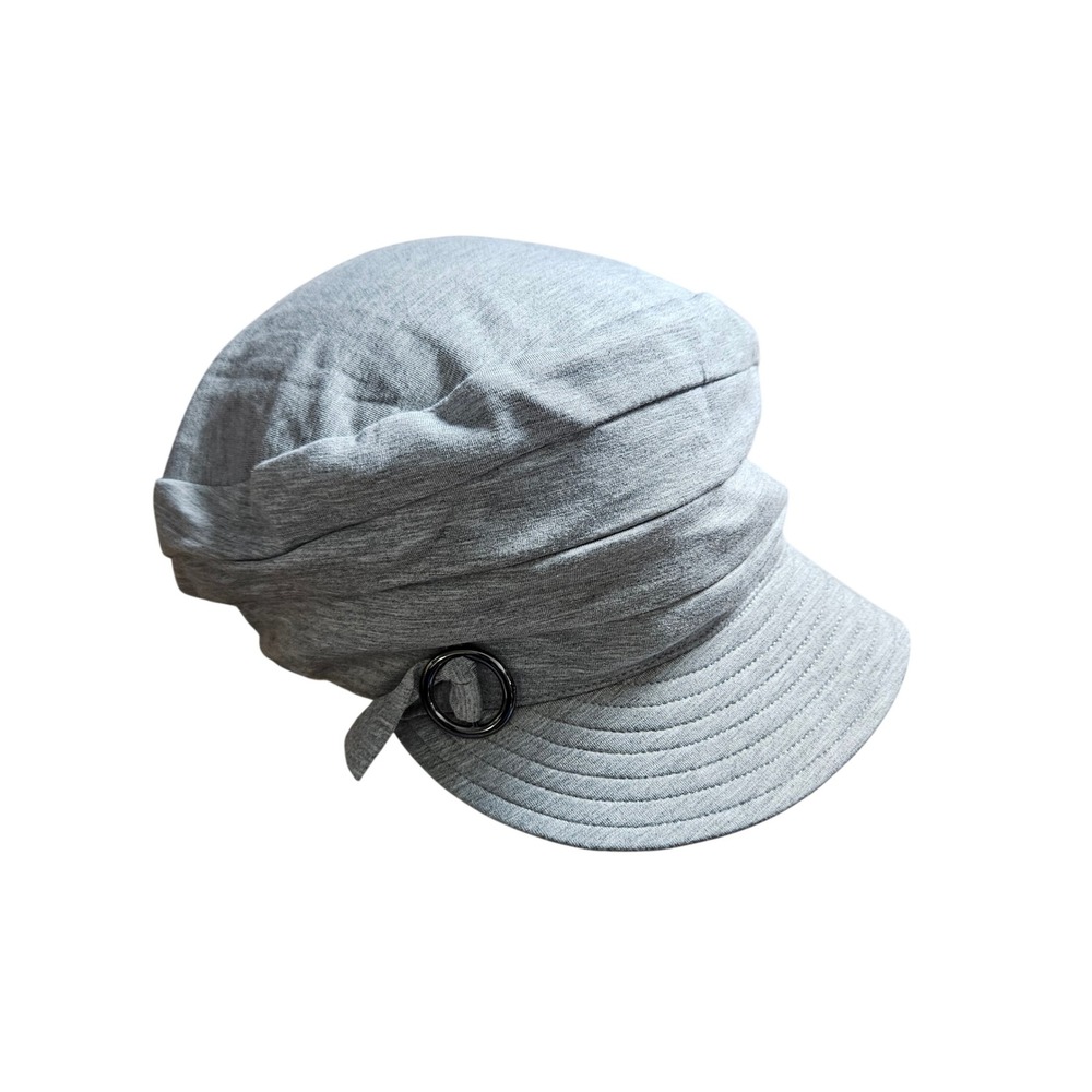 Cardani Bamboo Cadet Hat Gray Heather Pleated Newsboy Cap Minimalist Chic NWT